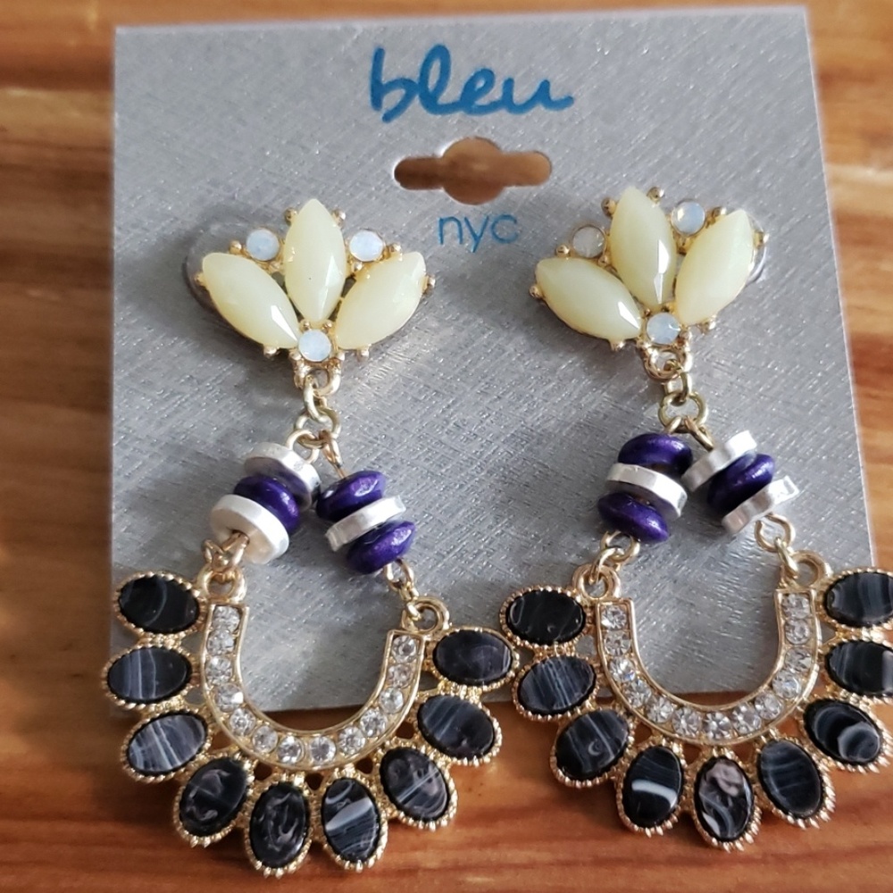 Bleu NYC Rhinestone & Stone Statement Earrings